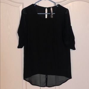 Kensie chiffon split back top